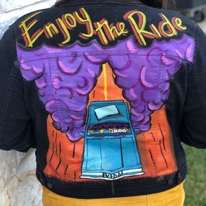 Hand Painted Black Denim Jacket